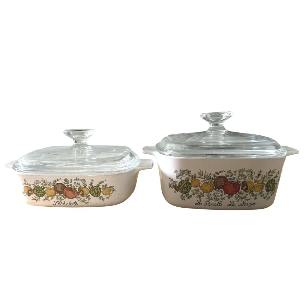 Corning Ware Spice‎ O' Life Casserole Dish Set L'Echalote Le Persil GrandmaCore